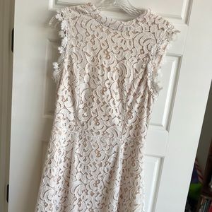 Francesca’s White Lace Dress with Gold Underlay